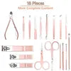 18-teilinges Premium Manikure Set aus Edelstahl mit Eleganter PU-Leder Tasche